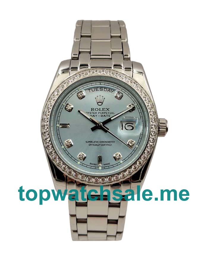 36MM Men Rolex Day-Date 118346 Blue Dials Replica Watches UK